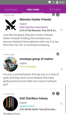 mRPG android App screenshot 3